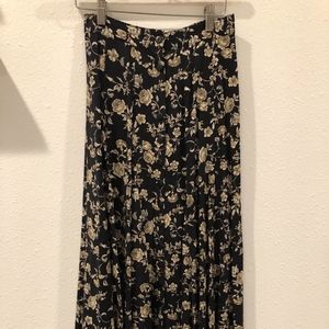 90s black floral skirt